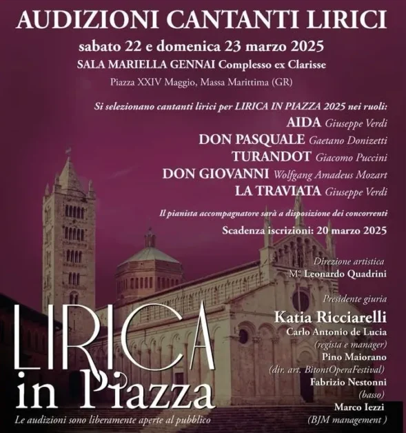 Lirica in Piazza 2025 Audizioni cantanti lirici (Bitonto Opera Festival)